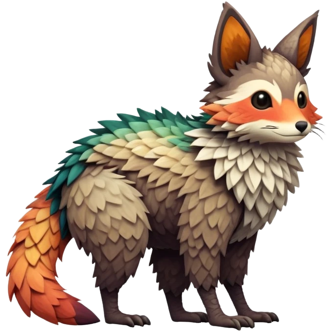 lush warm-colored Fakémon-Trico-creature (full body) emoji