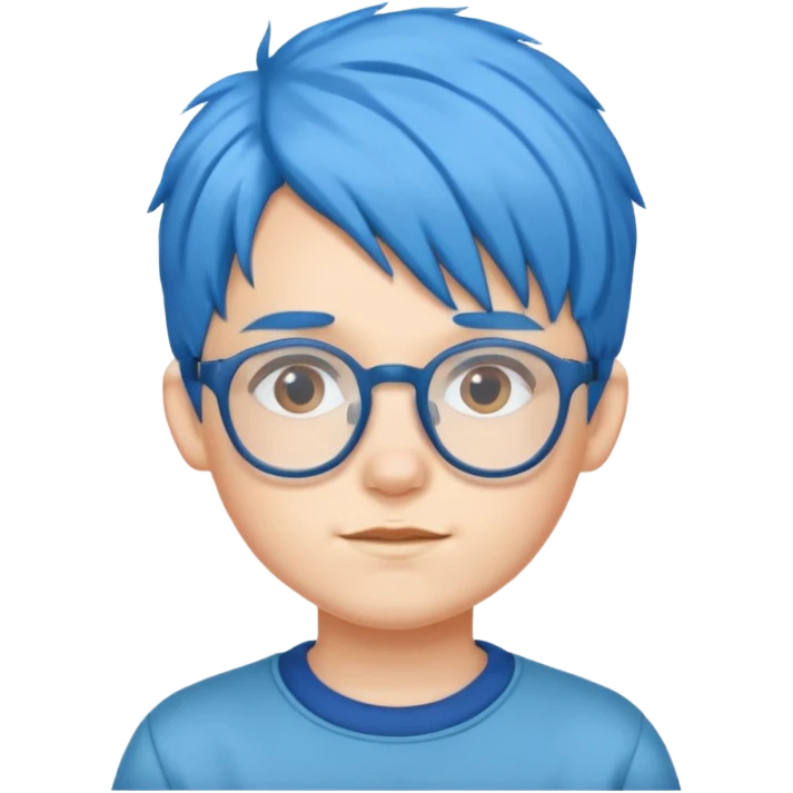 blue haired kid with glasses emoji