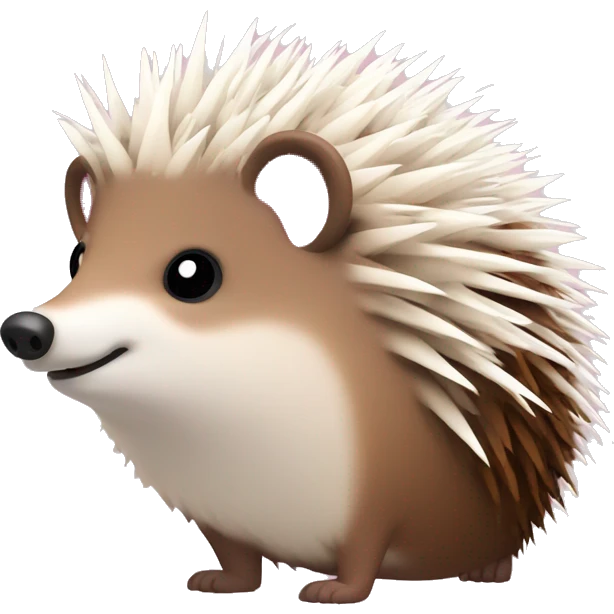 Hedgehog white brown quills one pink ear one brown ear different colored ears  emoji