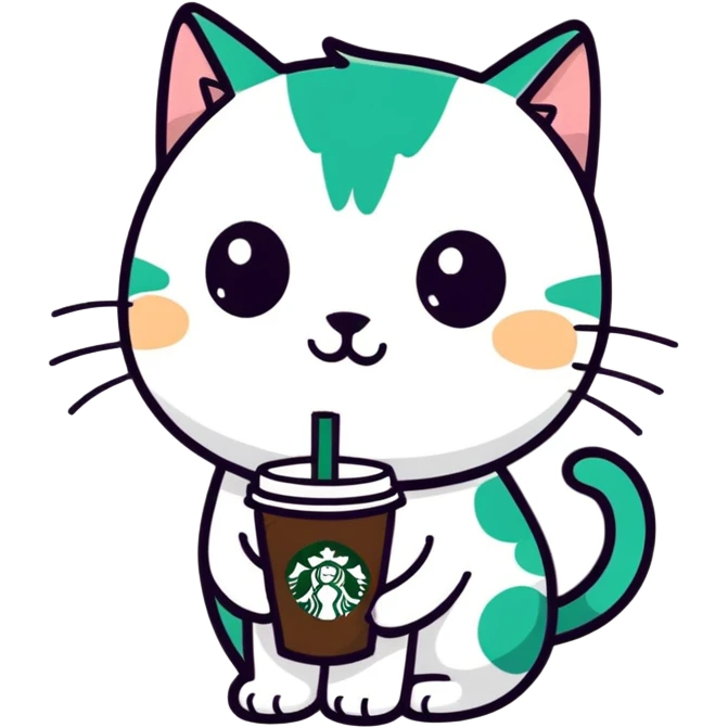 cat drinking starbucks  emoji