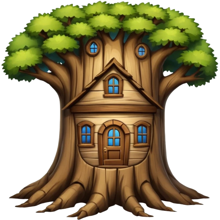 house inside a large dark tree trunk emoji