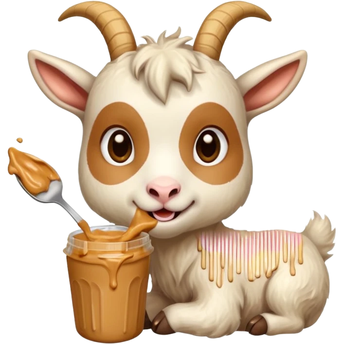 cute baby goat eating peanut butter emoji