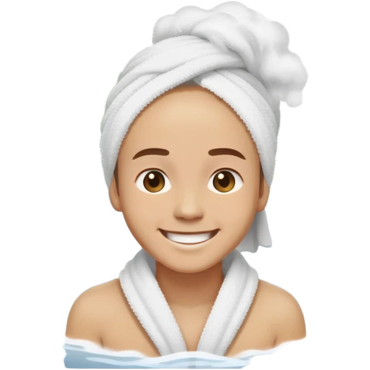 Person smiling in hot spring with steam rising emoji