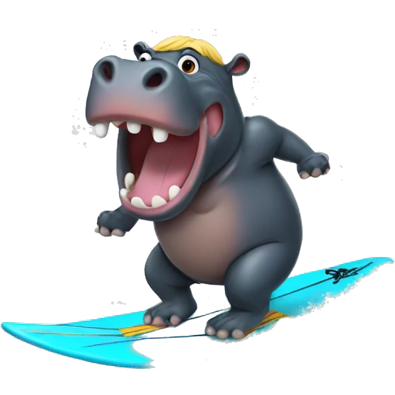 Surfing hippo emoji