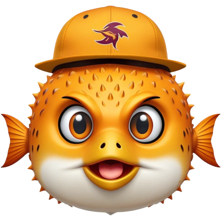 All Orange Blowfish facing forward With an Arizona State SunDevils AS logo Hat emoji
