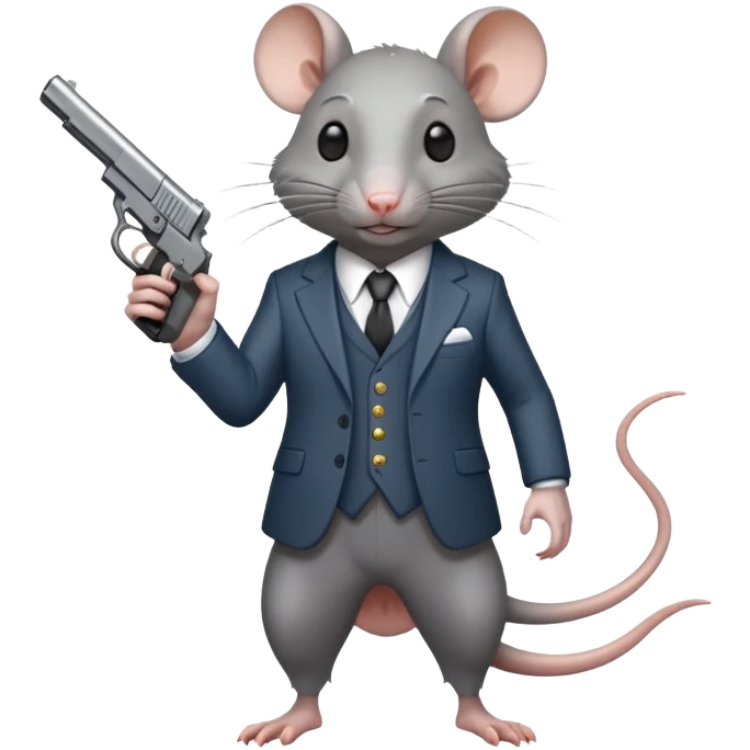Rat in a suit with pistol in his hand emoji