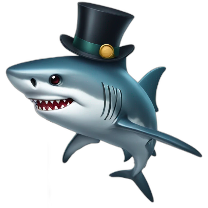 Shark with a top hat and a cane emoji