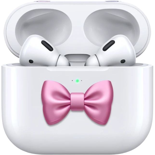 airpods max in white with pink bows emoji