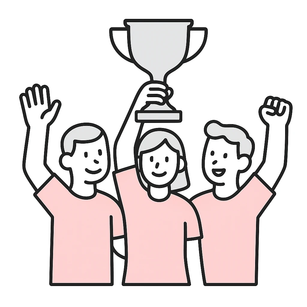 team celebrating with trophy emoji