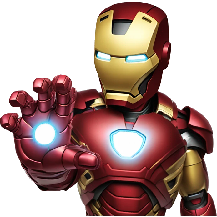 Iron man dans son armure montrant sa main avec le rayon laser  emoji