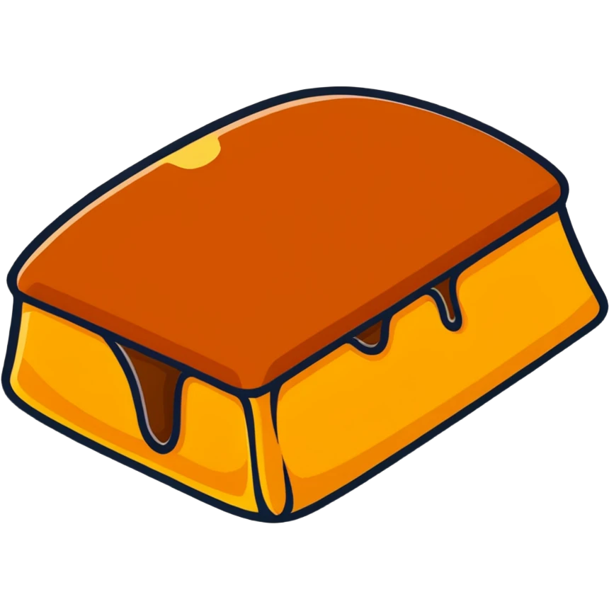 piece of caramel, cartoonish sticker style emoji