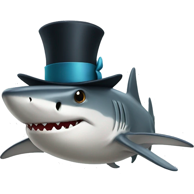 Shark with a top hat emoji