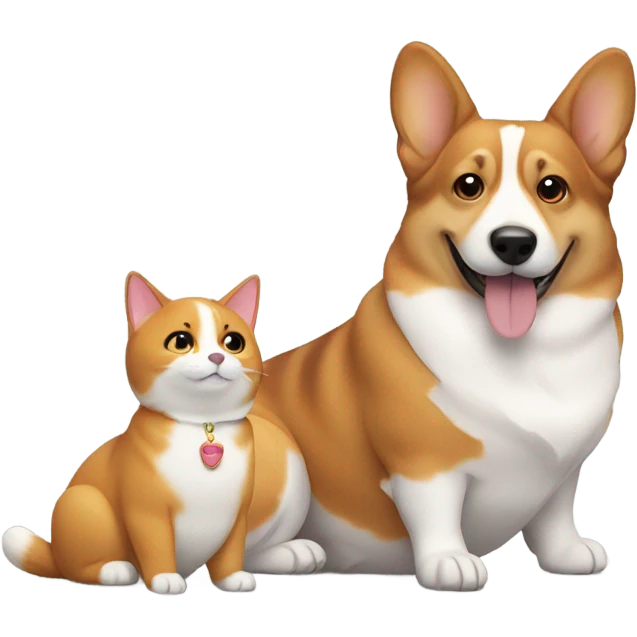 cat and dog - corgy emoji