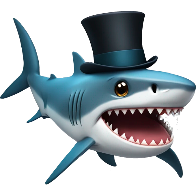 Shark with a top hat emoji