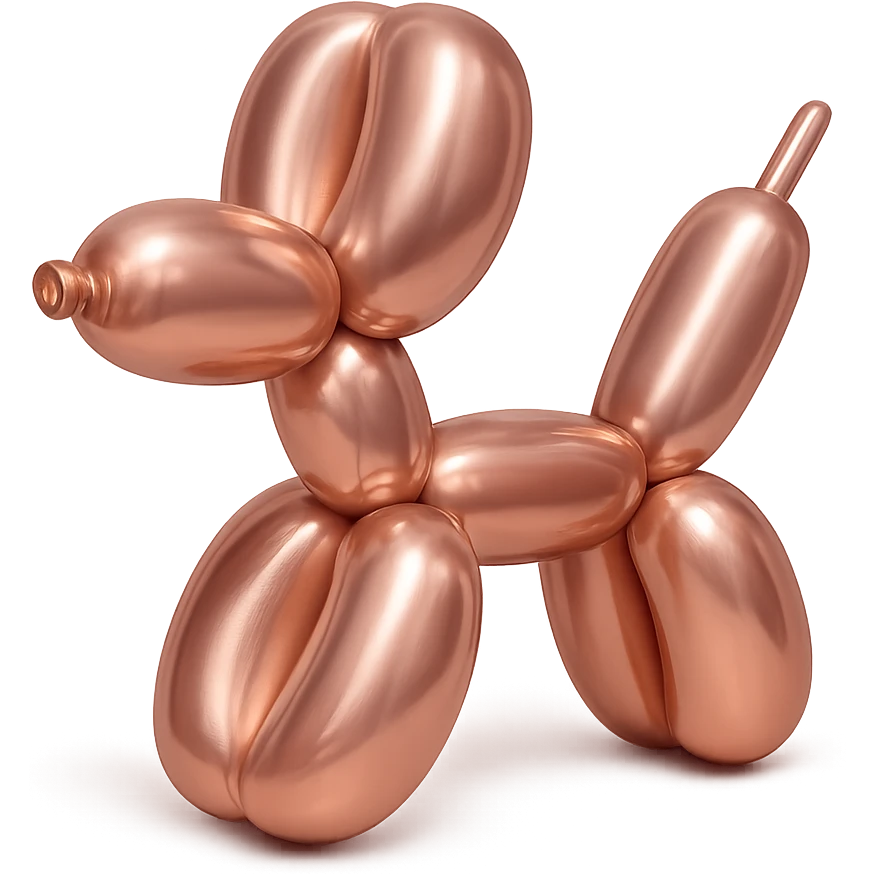 rose gold object, metallic, soft pink, minimal background, balloon style emoji