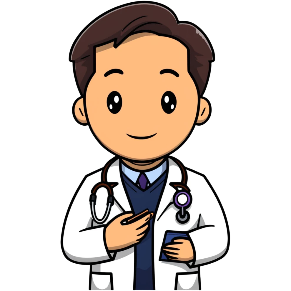 professional mature male doctor around 60 with stethoscope and white coat, dark brown hair, cinnamon skin tone, medium-dark complexion emoji