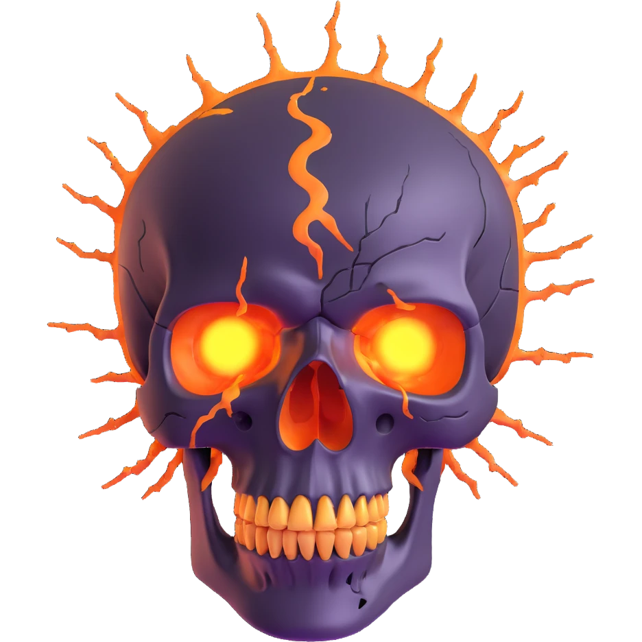 skull with glowing cracks and energy bursting out emoji