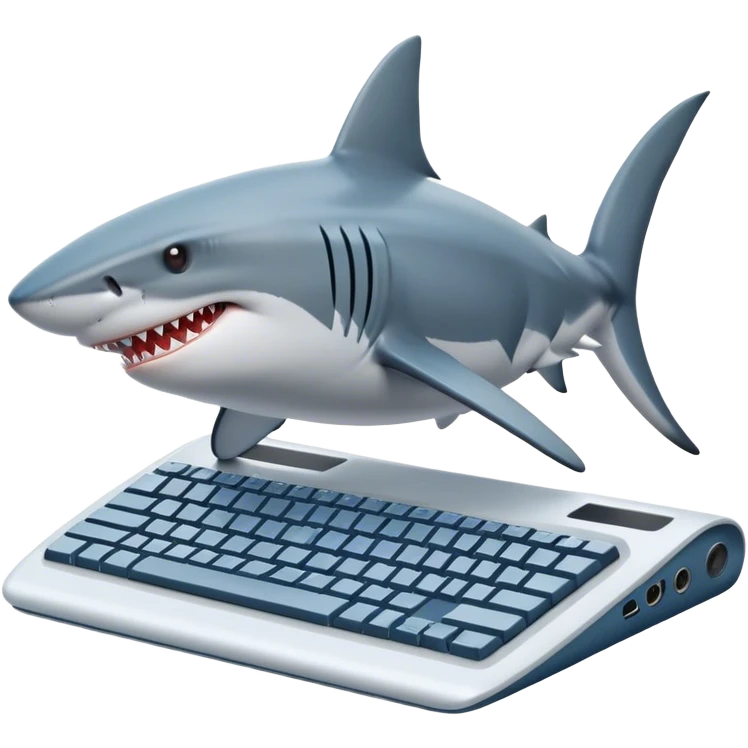 Shark with a computer and a keyboard  emoji