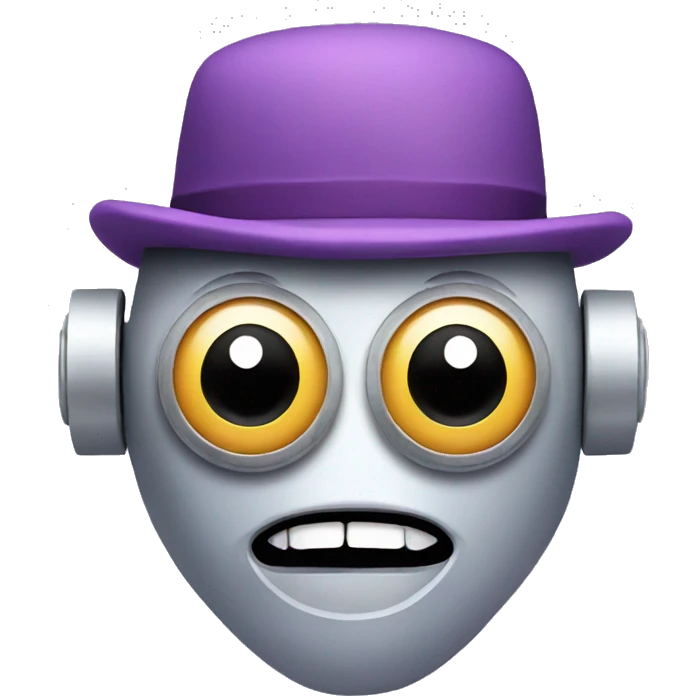 Robot with purple hat and donut emoji