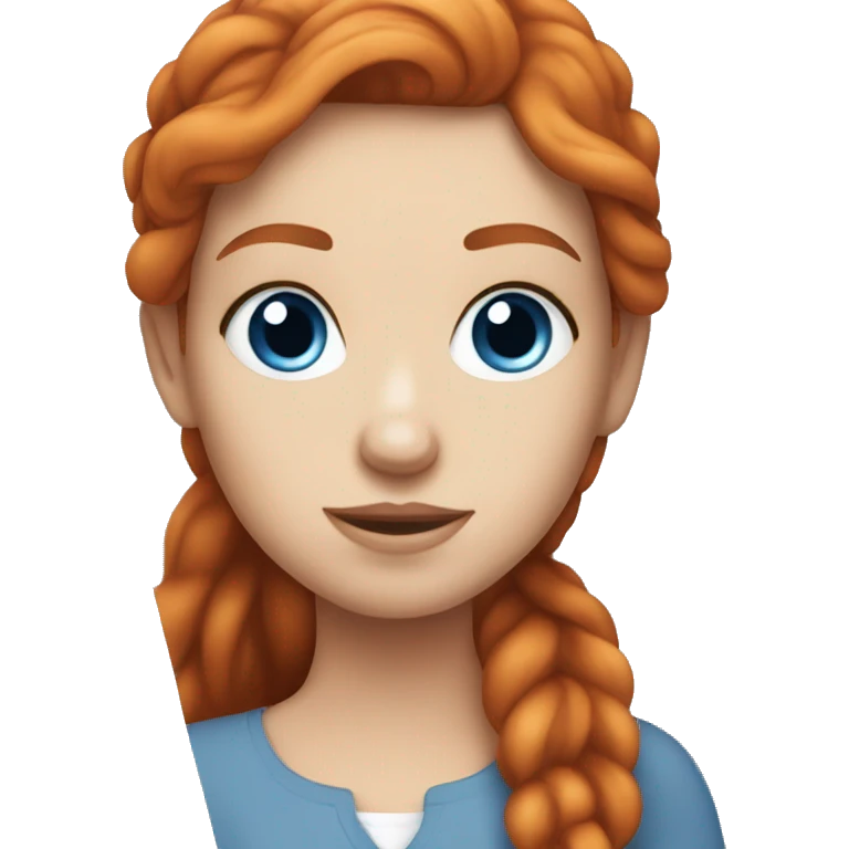 Red hair blue eyed white girl working on MacBook  emoji