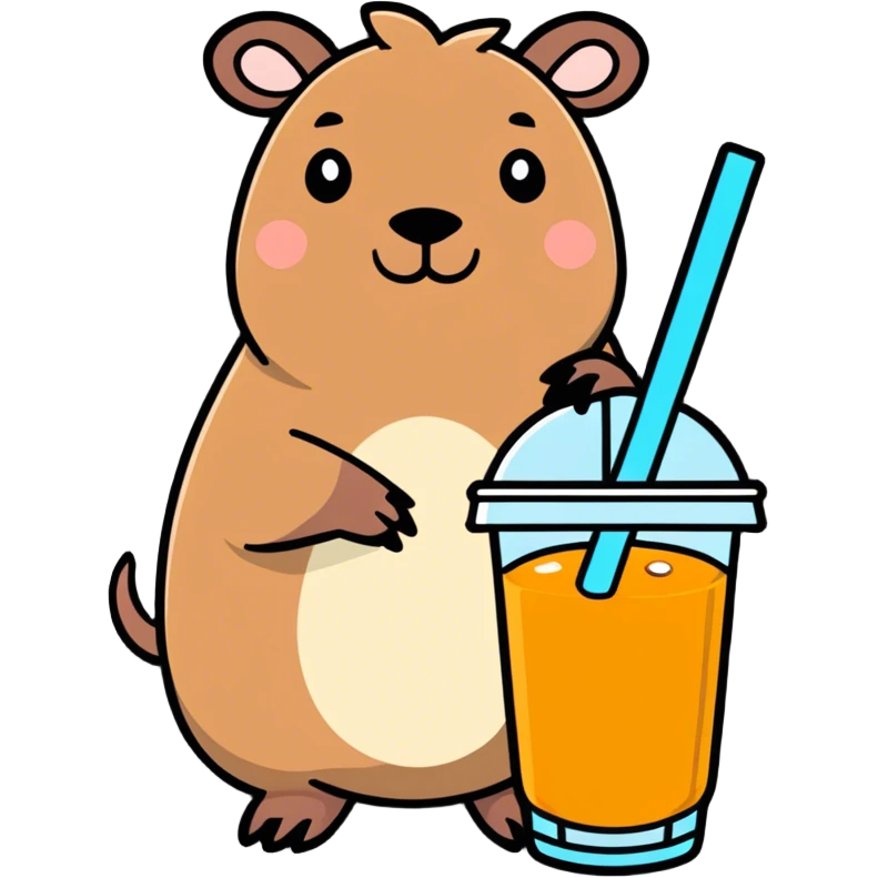 capybara with boba tea emoji
