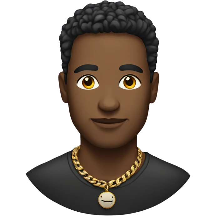 male portrait indoors with necklace emoji