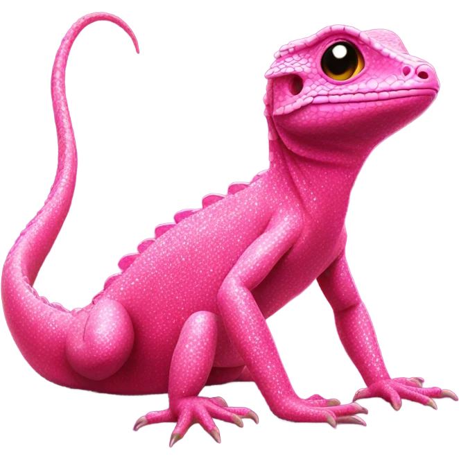 Hot pink lizard with glitter sitting  emoji