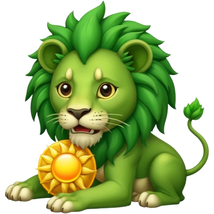 Alchemist style green lion devouring sun emoji