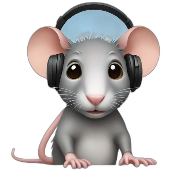 Rat wearing headphones emoji