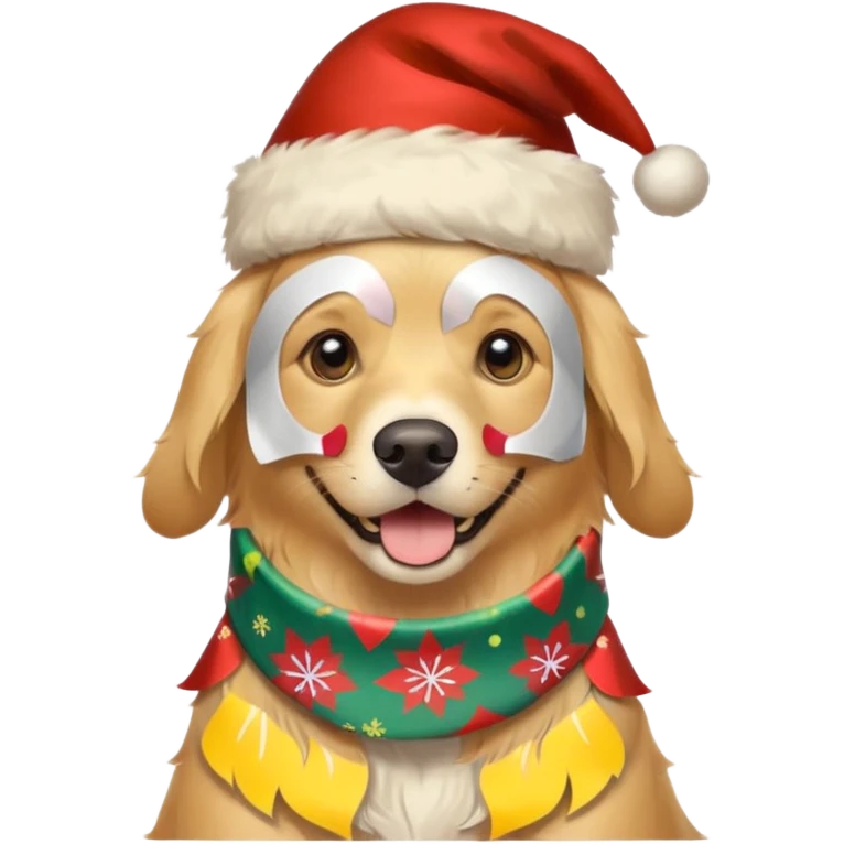 Dog in new yaer hat wrapped paper new yaer  emoji