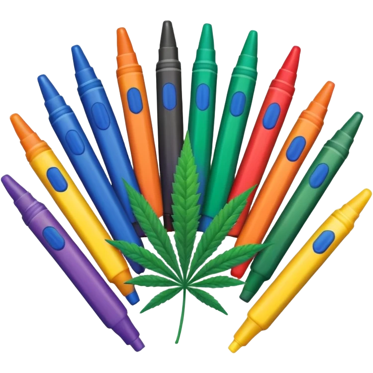 a pack of crayola markers with cannabis leaf emoji