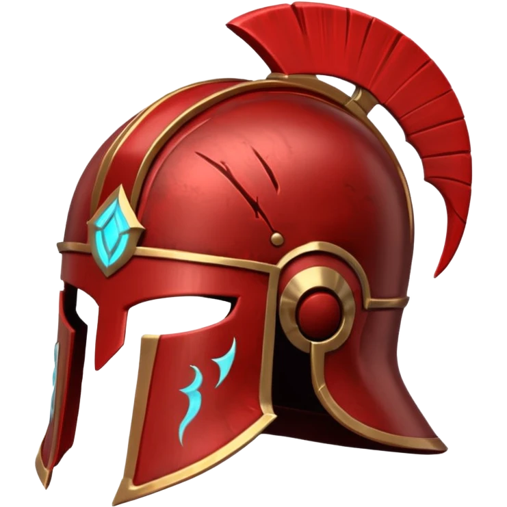 Ares legendary helmet object icon, ancient Greek helmet with glowing red runes, deep red energy glow, battle scars, epic fantasy style, 3D cartoon, mobile game icon style, centered, clean background, no text, no watermark

 emoji
