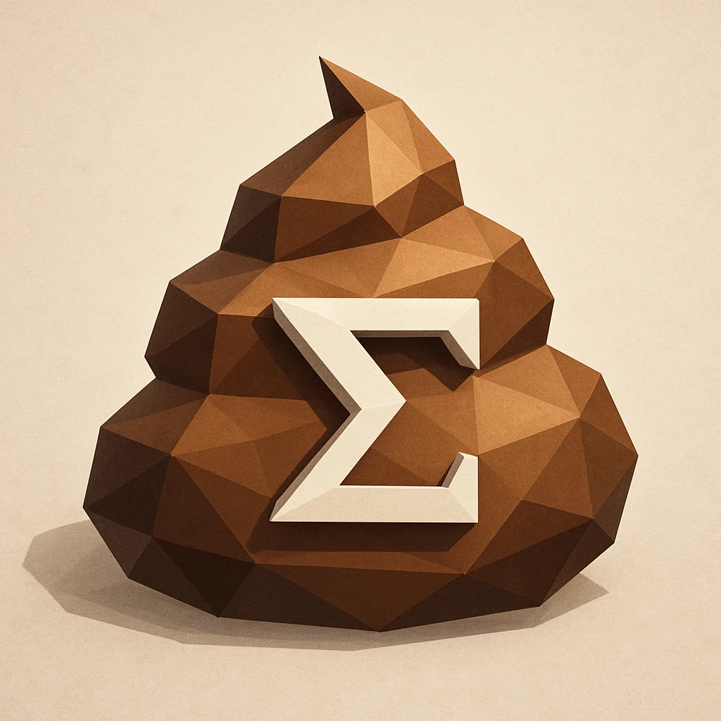 Make the sigma poop icon look more 3D with shading and depth, keeping the geometric style. emoji
