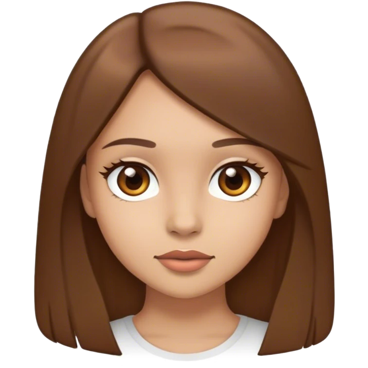A light skinned girl with brown hair and brown eyes straight hair emoji