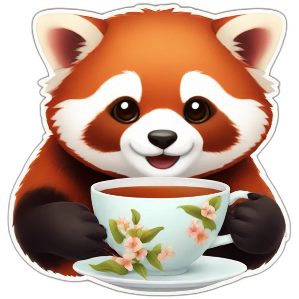 red panda with tea emoji