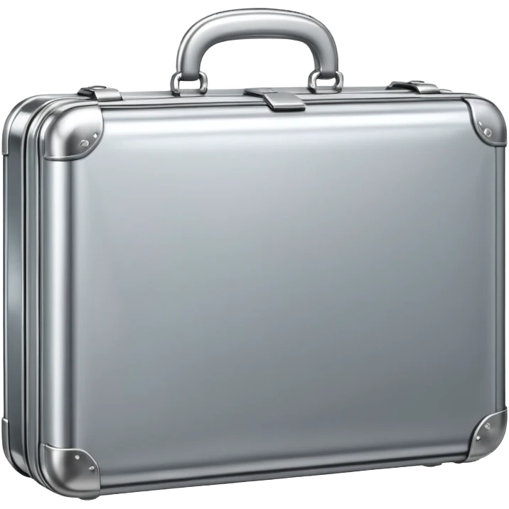 A luxury briefcase emoji made of polished silver chrome, smooth rectangular shape, metallic reflections, minimal high-end design, swag business aesthetic, iOS emoji style, centered, clean white background
 emoji