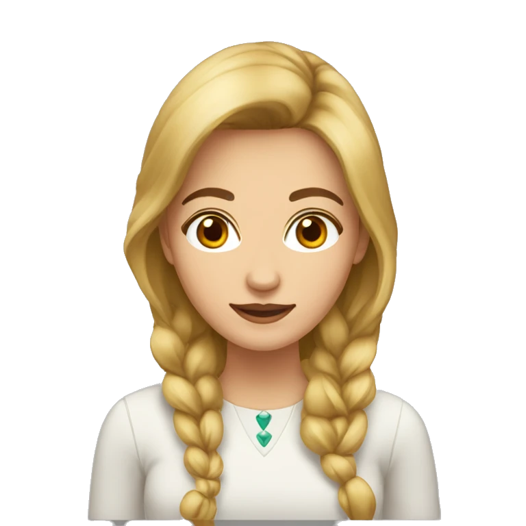 Mujer blanca con ojos marrones pelo castaño y largo emoji