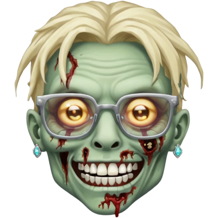 zumbi com grillz de diamante, com nudread e óculos quadrado emoji
