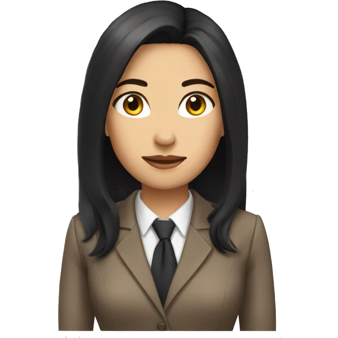 Female defense attorney with long black hair with brown suit emoji