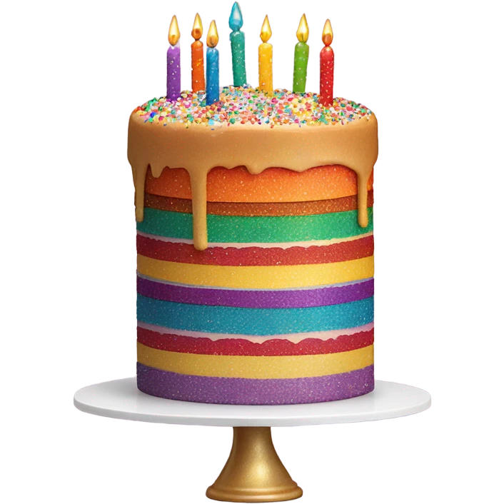 Sparkling rainbow birthday cake emoji