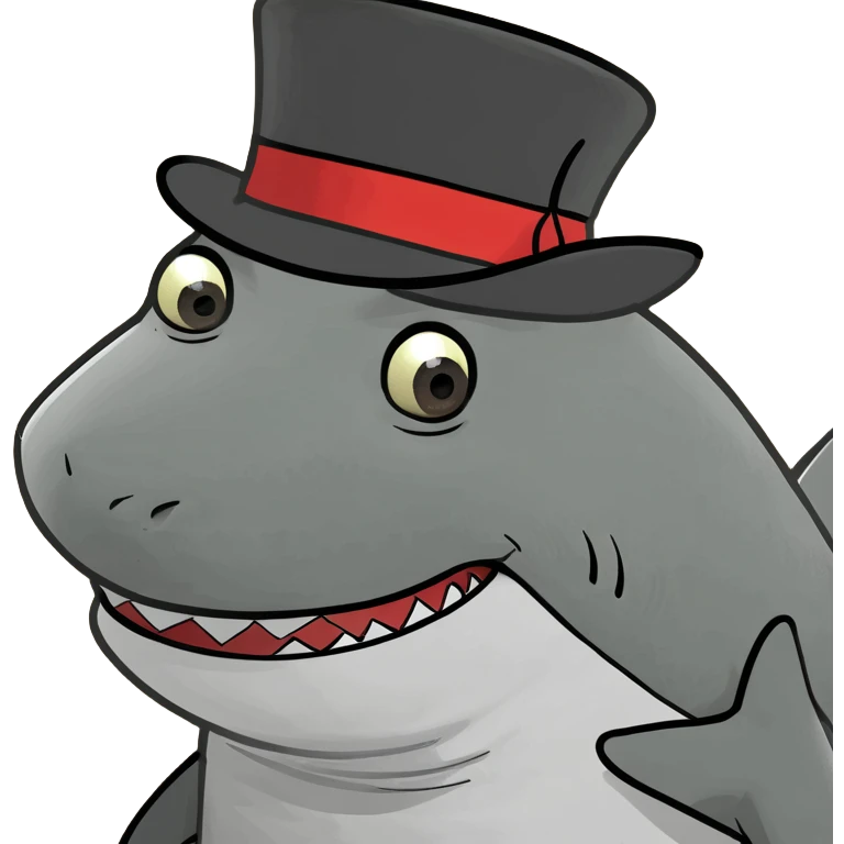 Shark with a top hat emoji