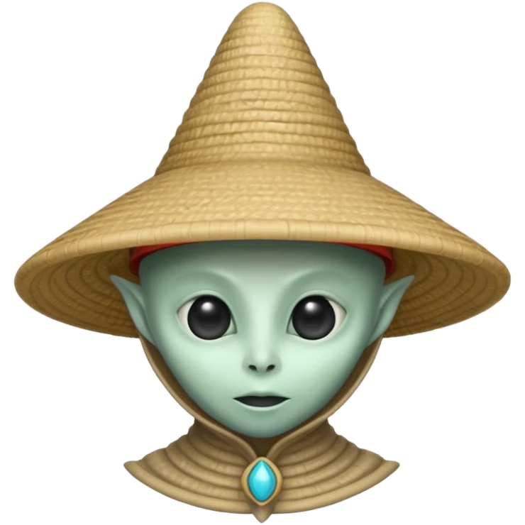ancient alien with conical hat, white emoji