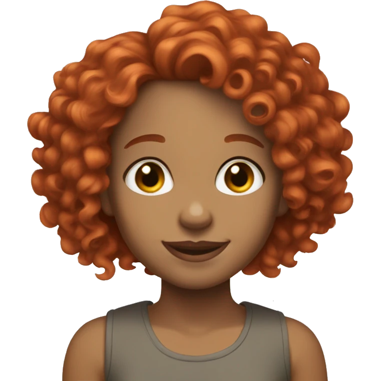 Short girl light skin curly red hair straight white teeth  emoji
