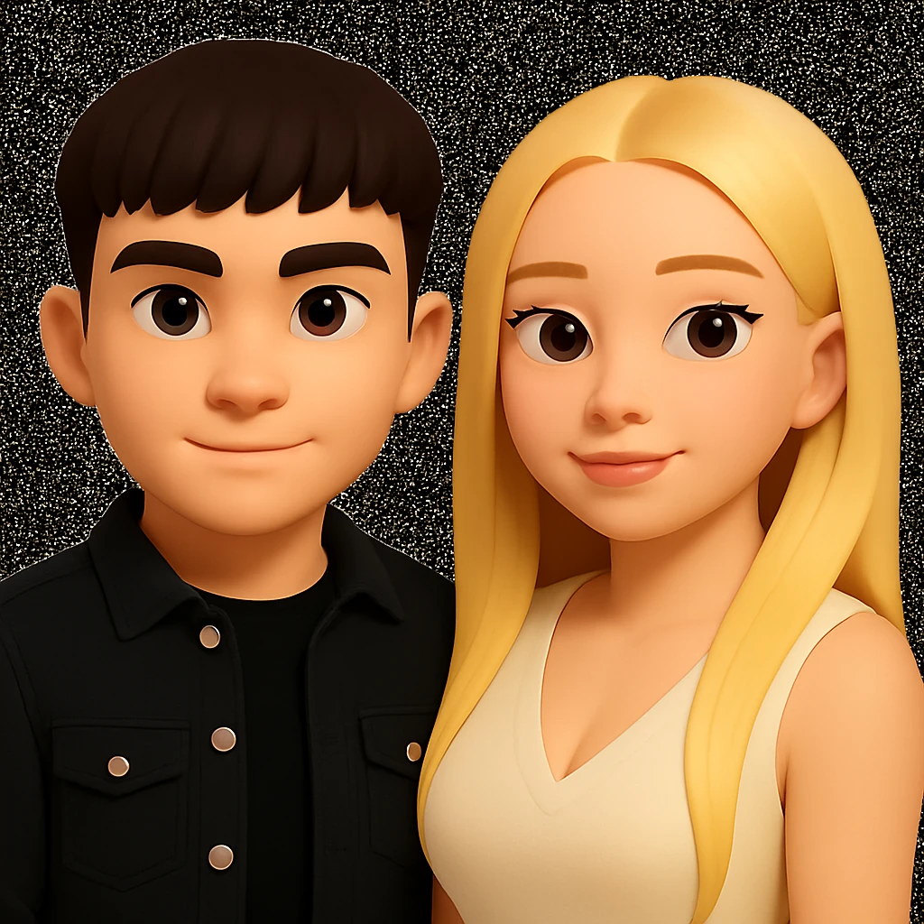 Slightly increase the volume of the upper body of the girl and slightly turn her to face forward, preserving the style of the original image. emoji