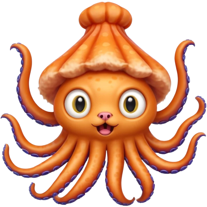 cat head on a squid body, surprised face emoji