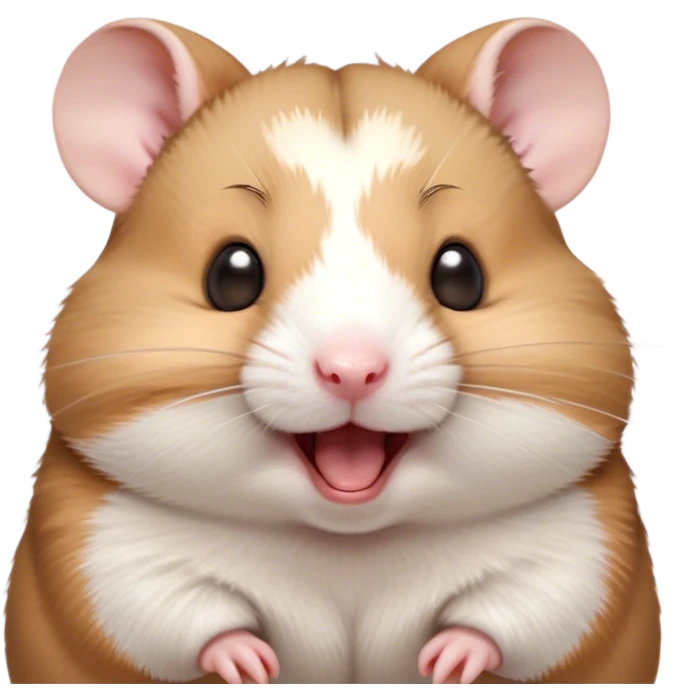 Cinematic Cute Yawning Brown and White Banded Hamster Portrait Emoji, Head tilted slightly with a dramatic, wide-open yawn, revealing a soft, banded fur of brown and white with tiny droopy ears, round dark eyes barely open in drowsy contentment, Simplified yet irresistibly adorable features, highly detailed, glowing with a soft, cozy glow, high shine, relaxed yet expressive, stylized with a touch of whimsy, bright and endearing, soft glowing outline, capturing the essence of a sleepy yet affectionate hamster, so drowsy it feels like it could stretch out of the screen and curl up for a nap! emoji