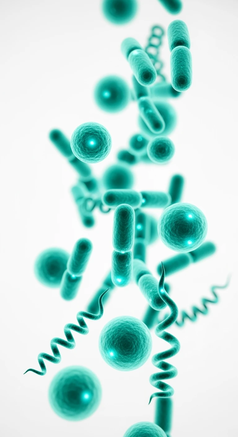 BATTERI INTESTINALI TURCHESI FLUTTUANO IN ARIA IN 4K, SFONDO BIANCO emoji