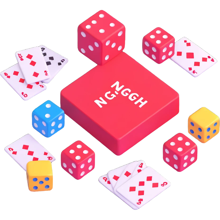 game night scene with dice and cards emoji