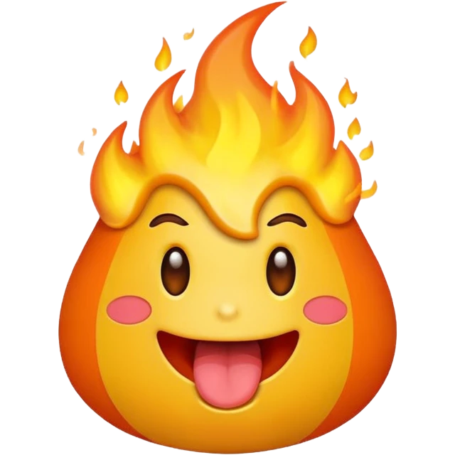 Fire sticking tongue out emoji