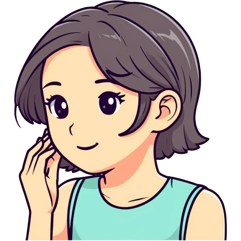 Girl tucking hair behind ear emoji